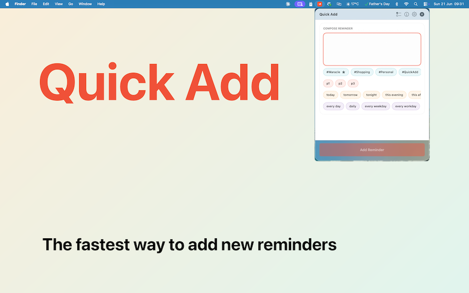Quick Add on a Mac