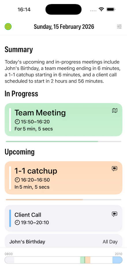 Screenshot of the Daily Summary on Sideboard